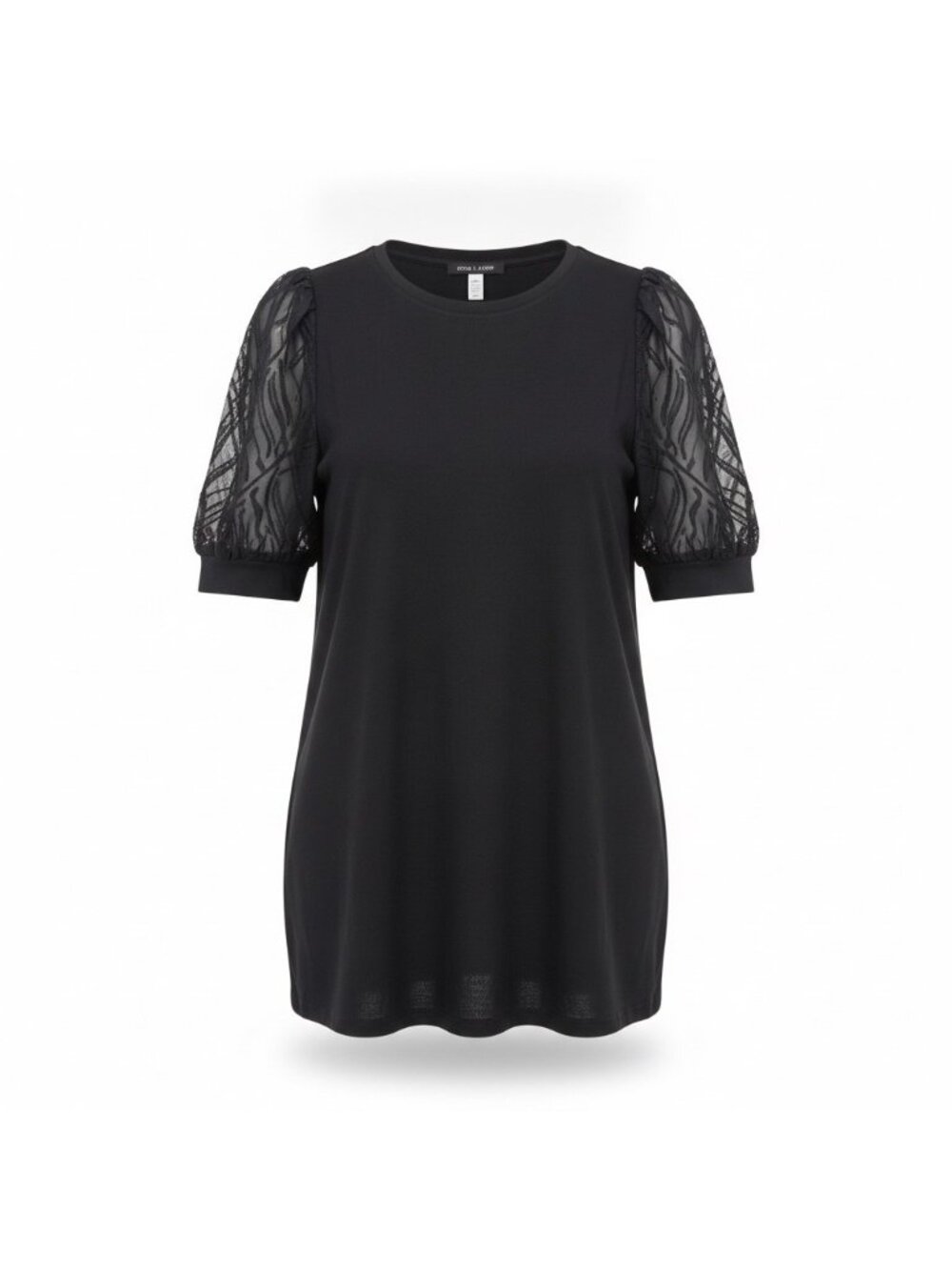 Cable & Gauge Women Black Puff Sleeve Top Elegant Stretchy Design Size M